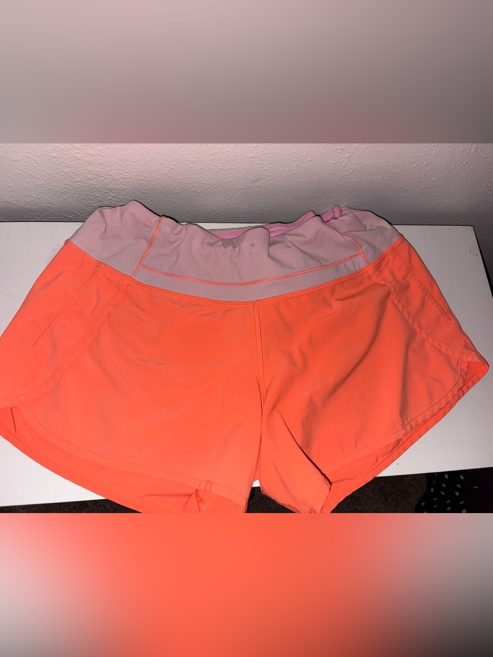 lululemon athletica Two-Tone Athletic Shorts in Coral and Light Pink